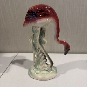 Vintage, mid-century Art‎ Deco Style Pink Flamingo Head Down Ceramic Figurine
